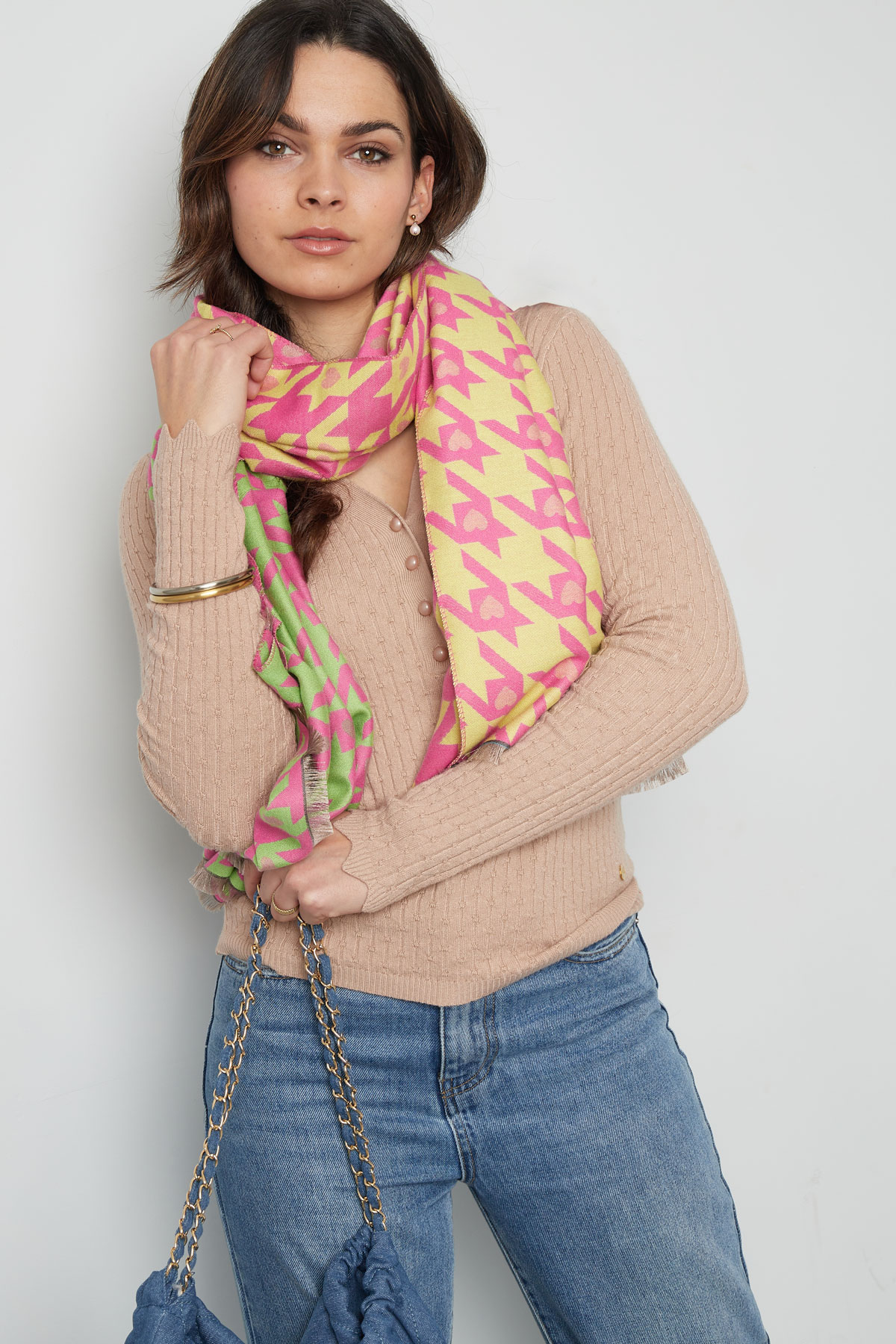 Neon heart scarf - pink/green h5 Picture3